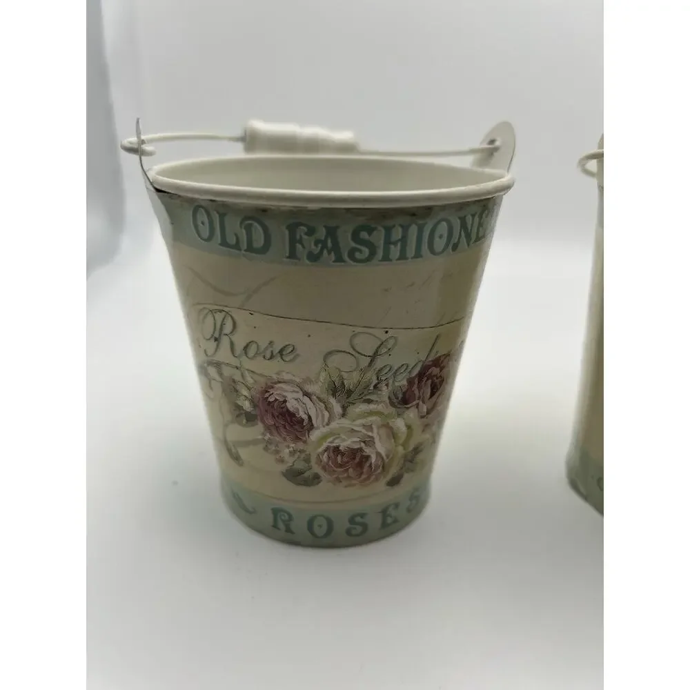 Two Small Tin Buckets. Cottage Style.